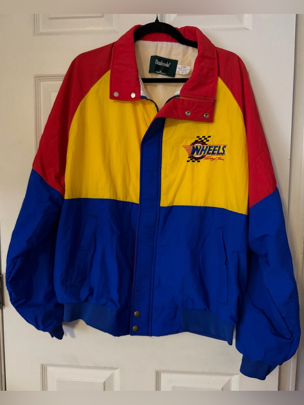 Vintage Dunbrooke Wheels Racing Team Jacket XL Made USA Colorblock